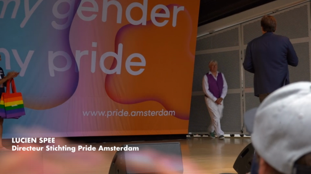 PRIDE openings toespraken Pride Ambassadeurs en burgemeester Femke Halsema en minister OCW Robbert Dijkgraaf.